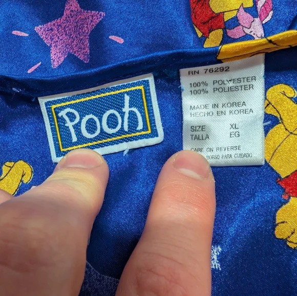 Vintage Disney Pooh Night Gown Stars Blue Pajama Shirt Womens XL - Picture 4 of 6